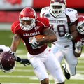 London Crawford pushes thorugh Missouri State's (31) Andre Anderson during the second quarter of Ark...