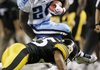 Pittsburgh safety Ryan Clark brings down Tennessee running back Chris Johnson in the first quarter in the Steelers' 13-10 overtime victory Thursday in Pittsburgh.