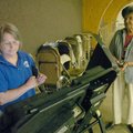 Simone Smith (left) from Springdale gets ready to cast her vote at theParsons Stadium polling statio...