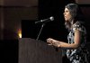 Mia Hamm delivered a message of strength and determination at the end of Tuesday's activities at the John Q. Hammons Center in Rogers. 