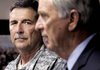 Maj. Gen. Bill Wofford (left) listens as Gov. Mike Beebe calls on communities to keep a close watch on Arkansas National Guardmen after deployments to war zones.
