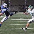 Rogers receiver Casey Caton stretched but couldn't come up with a reception in front of Van Buren's ...