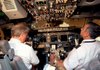Alaska Airlines Capt. Mike Adams and co-pilot Oscar Vela prepare for a test flight using a new satellite-based navigation system in August.