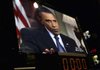 President Barack Obama is seen on a monitor Sunday as Republican National Committee Chairman Michael Steele (not pictured) appears on CBS' Face the Nation in Washington.