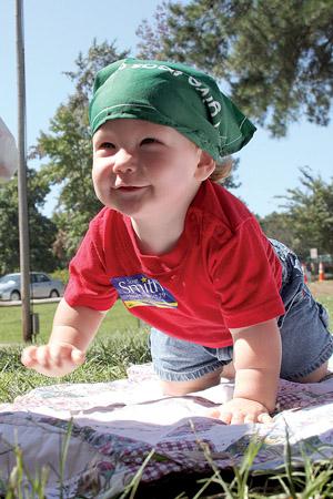 1-year-old Jace Malone sprints to the finish line during the baby crawl at the Bryant Fall Fest 2008. This year's event will be held Saturday at Mills Park beginning at 8 a.m.