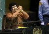 Gadaffi speaking to the U.N. General Assembly.