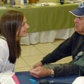 Meghan Harris (cq) with the Eleanore Mann School of Nurseing at the University of Arkansas, checks t...