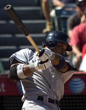 Robinson Cano, the New York second baseman, watches his tworun, fourth-inning single against Los Angeles in the Yankees' 3-2 victory over the Angels on Wednesday in Anaheim, Calif.