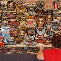 Dianne Raica, with Cycle Patch, restocks some of the patches she sells at her booth at the Randal Ty...