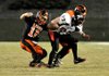 Gravette senior Colt Moorman stripped the football from Pea Ridge senior Nathan Norris and the Lions recovered the fumble during the second quarter of Friday night's game at Lion Stadium in Gravette. 