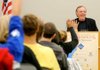 New York Times best-selling author James Patterson talked to area high school students and answered their questions about writing at the Rogers Public Library on Friday. Patterson was in northwest Arkansas promoting his two most recent novels, 'The Murder of King Tut' and 'Alex Cross's Trail.'