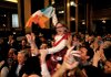 Supporters of the European Union Lisbon Treaty celebrate Saturday in Dublin, Ireland.