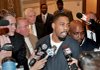 Curtis Lavelle Vance talks to reporters before entering the courtroom for the third day of a hearing in his capital-murder case in the death of Anne Pressly earlier this month.