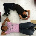 Making a scene Fifth-graders Roberto Gomez, 10, and Fernando Lopez, 11, work with their group to mak...