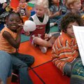 Toria Cotton (from left), Grace Gheen and Travar Steelman, kindergartners at Washington Elementary S...