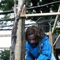 Rebecca Vukin, 10, of Bentonville helped build the straw, stick and brick houses for the ‘Three Litt...