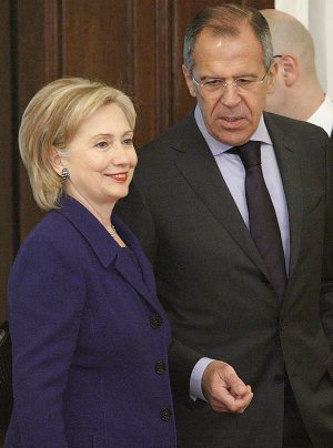 Diplomacy “still has chances to succeed” regarding Iran, Russian Foreign Minister Sergey Lavrov (right) said Tuesday in Moscow at a news conference with Secretary of State Hillary Rodham Clinton.