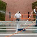 Greg Pigg (from left), Coty Mathews and David Mariner, all of Miracle Window Cleaning in Little Rock...