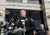Larimer County Sheriff Jim Alderden holds a news conference Sunday in Fort Collins, Colo.