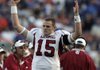 Arkansas QB Ryan Mallett raises his arms after a long TD pass to WR Greg Childs in the fourth quarter during the Razorbacks game against Florida.