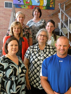 New to the staff this year at Goza Middle School in Arkadelphia are Kelly Rogers, front row, from left, Karen Phillips and Vince Perrin; Shirley Howard, middle row, left, and Heather Fulmer; and Judy Beaty, back row, left, and Kaki Forthman.