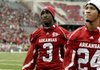 Arkansas wide receiver Joe Adams (left) returned to limited practice Tuesday after missing the previous two games after suffering a mild stroke. 