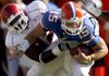 Florida quarterback Tim Tebow is sacked by Arkansas defensive lineman DeQuinta Jones during the first quarter last Saturday at Ben Hill Giffin Stadium in Gainesville, Fla.