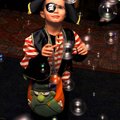 Pirate Sawyer Halbmaier, 4, looked at a dazzling assortment of bubbles during a Halloween Carnival a...