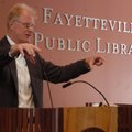 Ed Begley Jr. talks during a press conference Friday at the Fayetteville Public Library. Begley gave...