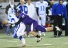 Rogers senior punter Spencer Dunlop (4) is tackled by Fayetteville junior  Colby Jordan after a botched punt attempt during the first half of the  Dogs’ 45-10 win Friday at Harmon Field. 