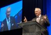 Jerry Jones speaks in Little Rock.