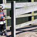 Adam Dinh, 2, of Rogers played on the bridge at Lake Atalanta in Rogers on Wednesday while his dad, ...