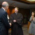 Washington County Circuit Judge Doug Martin, center, shakes hands with Election Commission Chairman ...