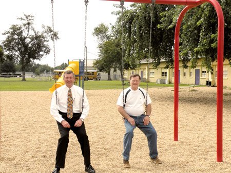 chester-shannon-superintendent-of-the-jackson-county-school-district-left-and-floyd-parnell-swifton-middle-school-principal-show-off-the-middle-school-playground-which-has-just-been-refurbished-renovations-on-the-bus-shop-are-under-way-at-the-school-which-was-opened-in-2006