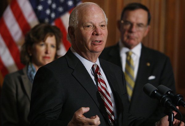 sen-benjamin-cardin-d-md-center-accompanied-by-sen-kay-hagan-d-nc-left-and-sen-paul-kirk-d-mass-gestures-during-a-news-conference-on-capitol-hill-in-washington-tuesday-to-discuss-health-care-reform