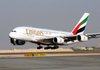 An Airbus A380 of Emirates Airlines take off for a demonstration flight during the Air show, in Dubai, United Arab Emirates. Emirates Airline, the biggest buyer of the "superjumbo" Airbus A380, said Wednesday, Nov. 11, 2009, that it is considering increasing its order for the double-decker plane despite delays on existing orders.