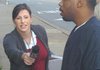 Jill Monier, a reporter with Fox 13 News WHBQ-TV asking Curtis Vance a question Wednesday as he is led into the Pulaski County Courthouse.