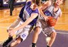 Fayetteville senior forward Adam Nobel, right, is fouled by Colton Primm defends during the Bulldogs’ Purple-White game Thursday at Fayetteville.