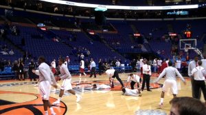 Pre-game warmups at the Scottrade Center before tipoff of Arkansas vs. Louisville in St. Louis on Nov. 17.