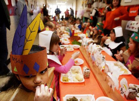 Dressed as an American Indian, ...