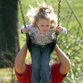 David Sexton of Fayetteville gives his daughter, Cassie, 3, a push on a swing Thursday afternoon at ...