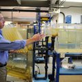 Bill HagenBurger, plant engineer with the Beaver Water District water treatment plant, shows off the...