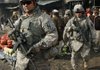 U.S. soldiers patrol through the heart of Kabul, Afghanistan on Wednesday