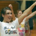 Briana Barganier works on a cheer Friday during cheer practice at Washington Junior High School in B...