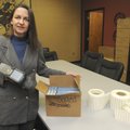Sharon Morrow, enterprise data architect with the Bentonville School District, shows some of the rad...