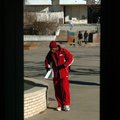 Headed to heat University of Arkansas at Fayetteville student Shawn Burns tries to stay warm as he h...