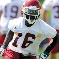 Arkansas freshman defensive back Darius Winston participates in a footwork drill Aug. 7 during the R...