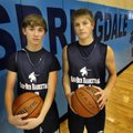 Scott Taylor, left, and Chad Ramey are seen before practice in the Har-Ber basketball gym. The two h...