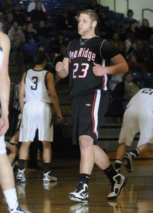 Pea Ridge’s Cameron Thompson, seen in a game against Shiloh Christian in the first half Tuesday in Springdale, is averaging 15 points a game this season for the Blackhawks.