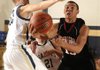 Springdale High sophomore Tony Dennis, right, shoots around Shilloh Christian sophomore Taylor Thompson in the third quarter Thursday in Springdale.